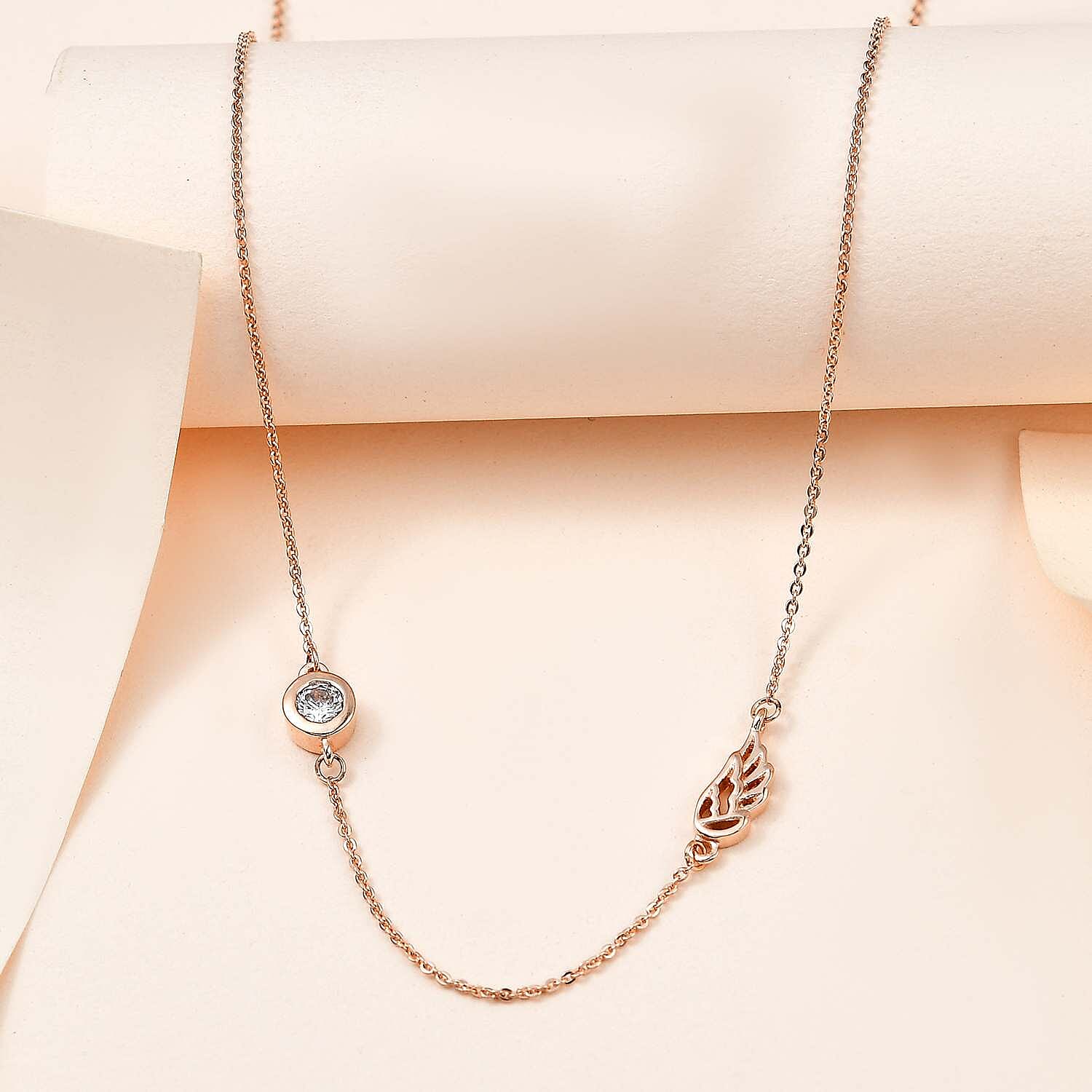 Cubic Zirconia Solitaire Necklace (Size - 20) in 18K Rose Gold Vermeil Plated Sterling Silver 7574851 3