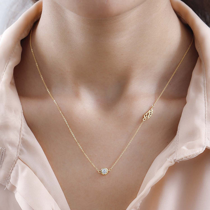 Cubic Zirconia Solitaire Necklace (Size - 20) in 18K Yellow Gold Vermeil Plated Sterling Silver V32635781 2
