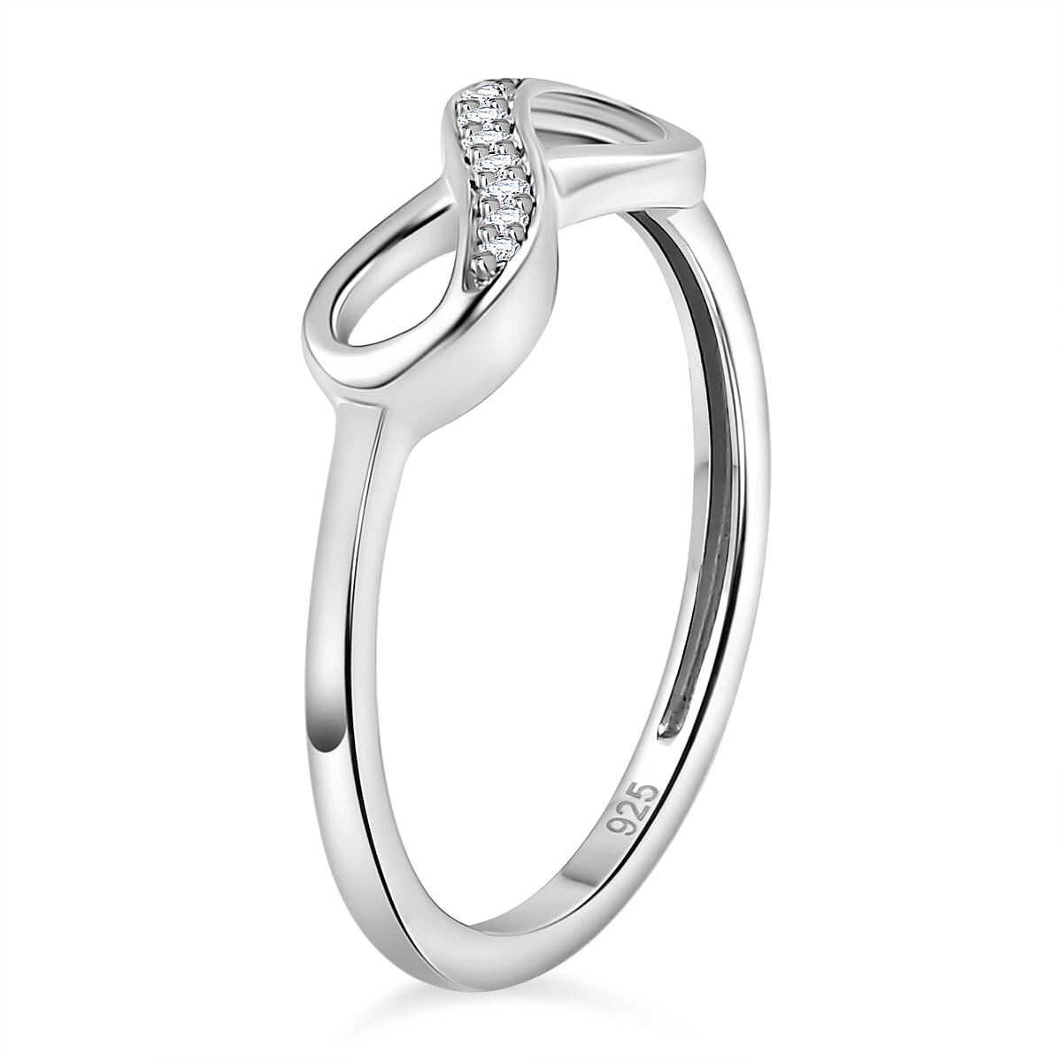 White Cubic Zirconia Infinity Promise Ring in Rhodium Overlay Sterling Silver 7639597 3