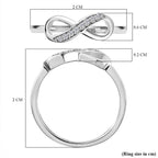 White Cubic Zirconia  Fancy Ring in Rhodium Overlay Sterling Silver 0.08 ct  0.076  Ct.
