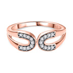 White Cubic Zirconia Accented Open-Space Ring in 18K Vermeil Rose Gold Plated Sterling Silver