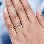 White Cubic Zirconia Accented Open-Space Ring in 18K Vermeil Rose Gold Plated Sterling Silver