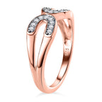 White Cubic Zirconia Accented Open-Space Ring in 18K Vermeil Rose Gold Plated Sterling Silver