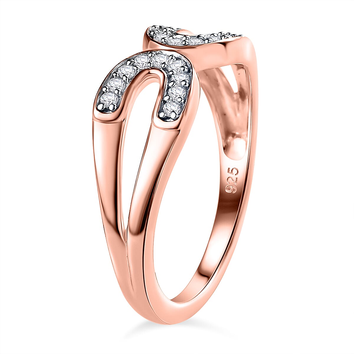 White Cubic Zirconia Accented Open-Space Ring in 18K Vermeil Rose Gold Plated Sterling Silver 7670268 3
