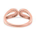 White Cubic Zirconia Accented Open-Space Ring in 18K Vermeil Rose Gold Plated Sterling Silver