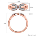 White Cubic Zirconia Accented Open-Space Ring in 18K Vermeil Rose Gold Plated Sterling Silver