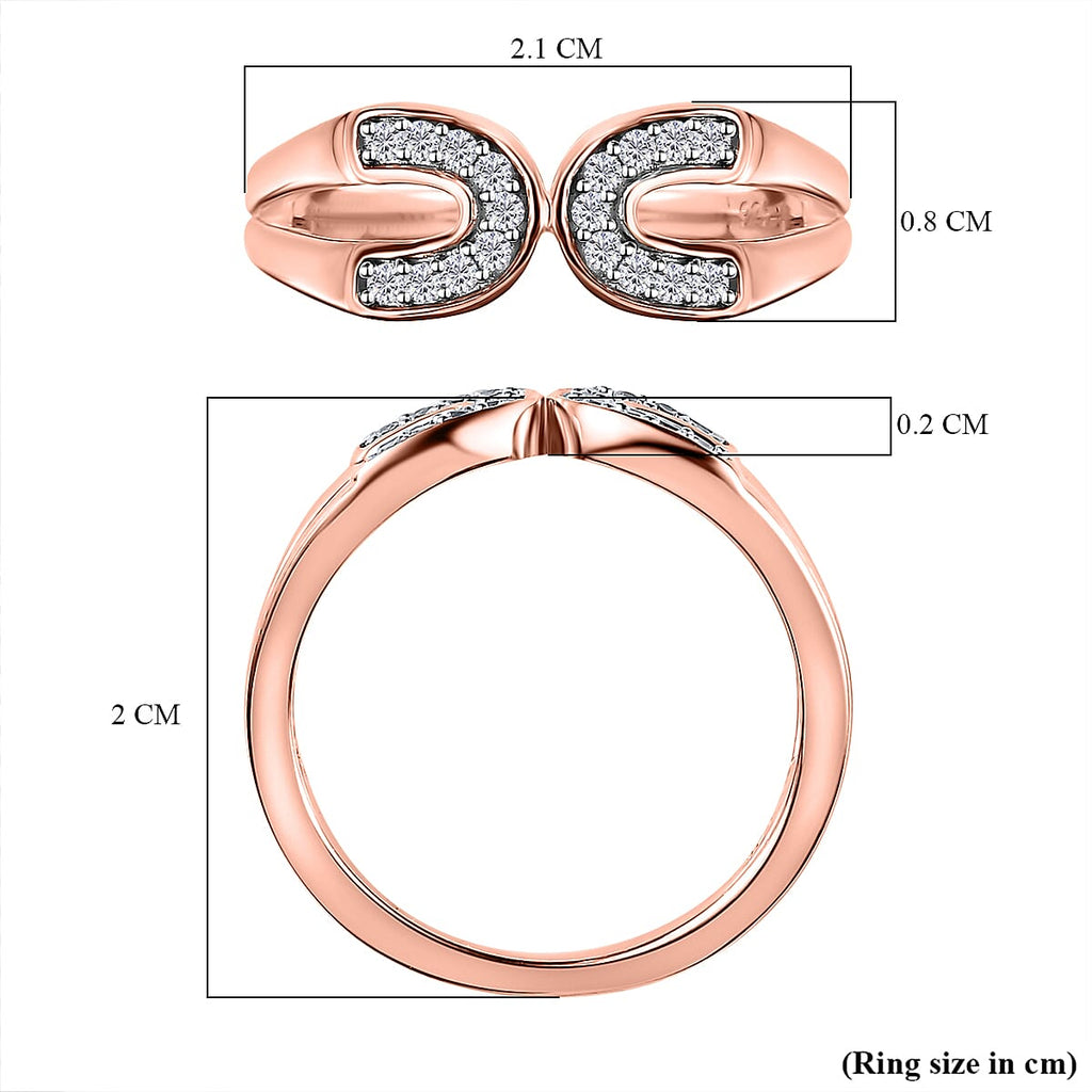 White Cubic Zirconia Accented Open-Space Ring in 18K Vermeil Yellow Gold Plated Sterling Silver