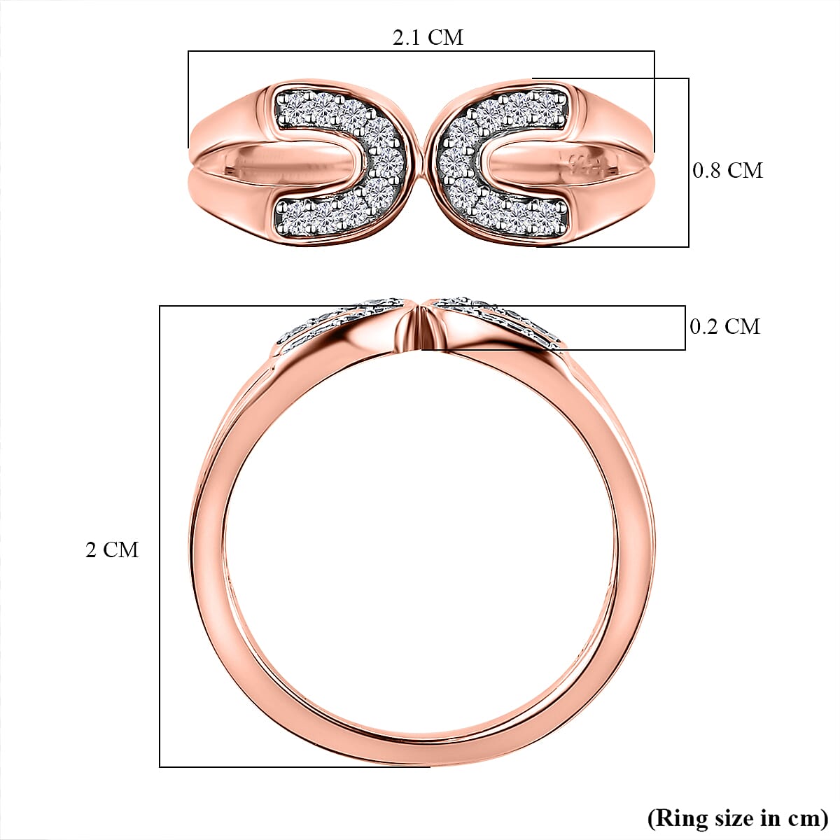 White Cubic Zirconia Accented Open-Space Ring in 18K Vermeil Yellow Gold Plated Sterling Silver 7670278 6