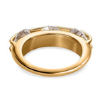 White Cubic Zirconia 3 Stone Half-Eternity Band Ring in 18K Vermeil Yellow Gold Plated Sterling Silver 4.75 Ct.