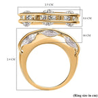 White Cubic Zirconia 3 Stone Half-Eternity Band Ring in 18K Vermeil Yellow Gold Plated Sterling Silver 4.75 Ct.