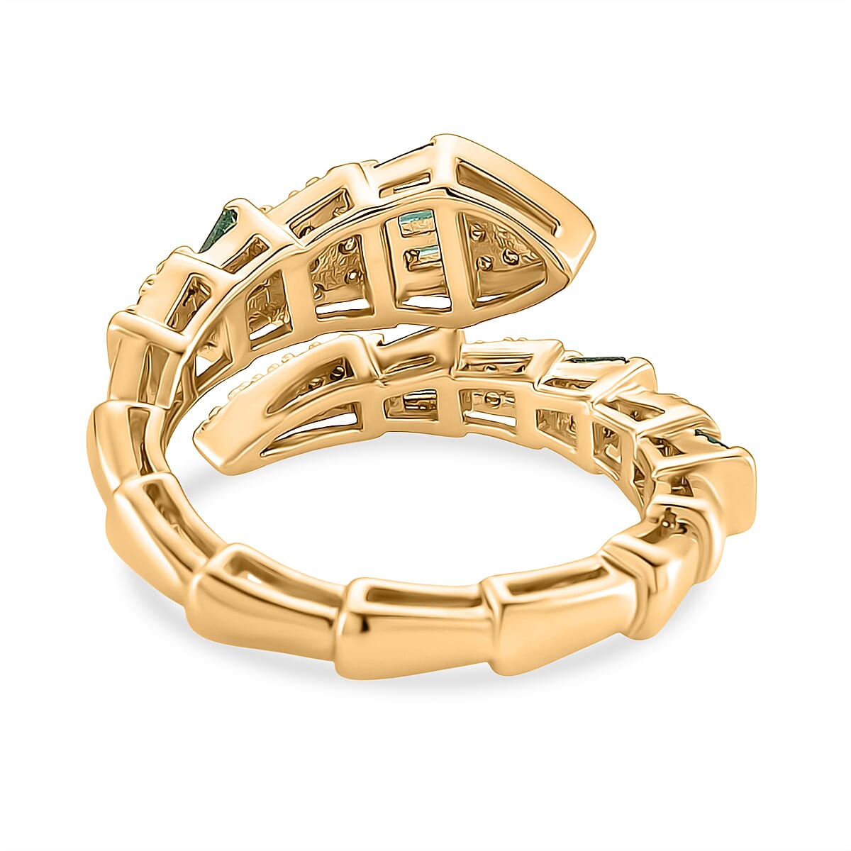 White Cubic Zirconia &amp; Green Crystal Serpentine Ring (Adjustable) 8282477 5