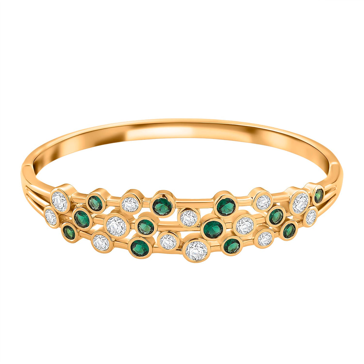 Bubble Collection - Green &amp; White Cubic Zirconia Bangle (Size - 7.5) 5.00 Ct. 8180476 0