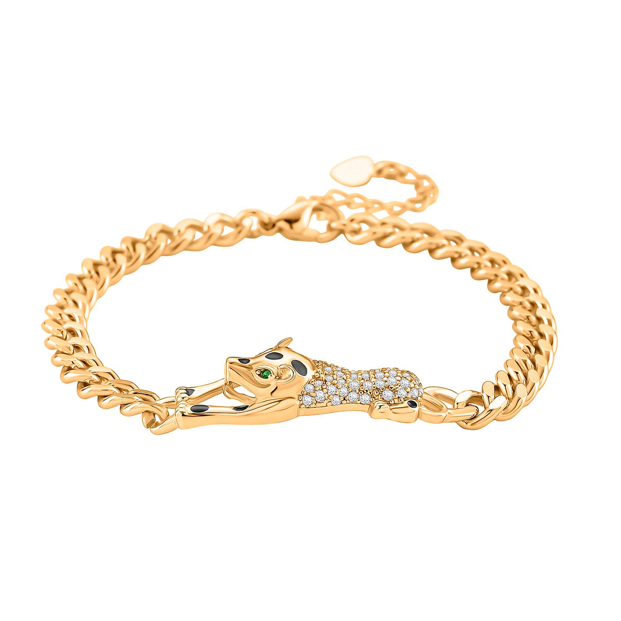 White Cubic Zirconia &amp; Green crystal Bracelet (Size - 7 - 1.5 Ext) 8202817 3