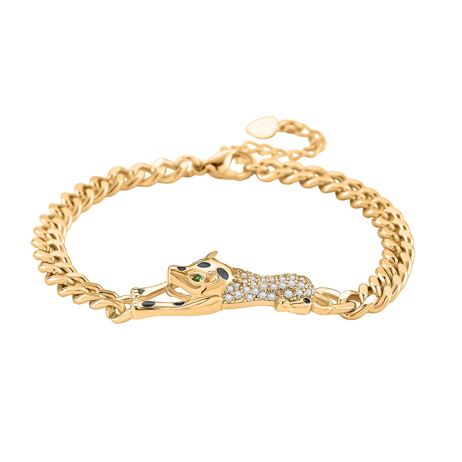 White Cubic Zirconia &amp; Green crystal Bracelet (Size - 7 - 1.5 Ext) 8202817 3