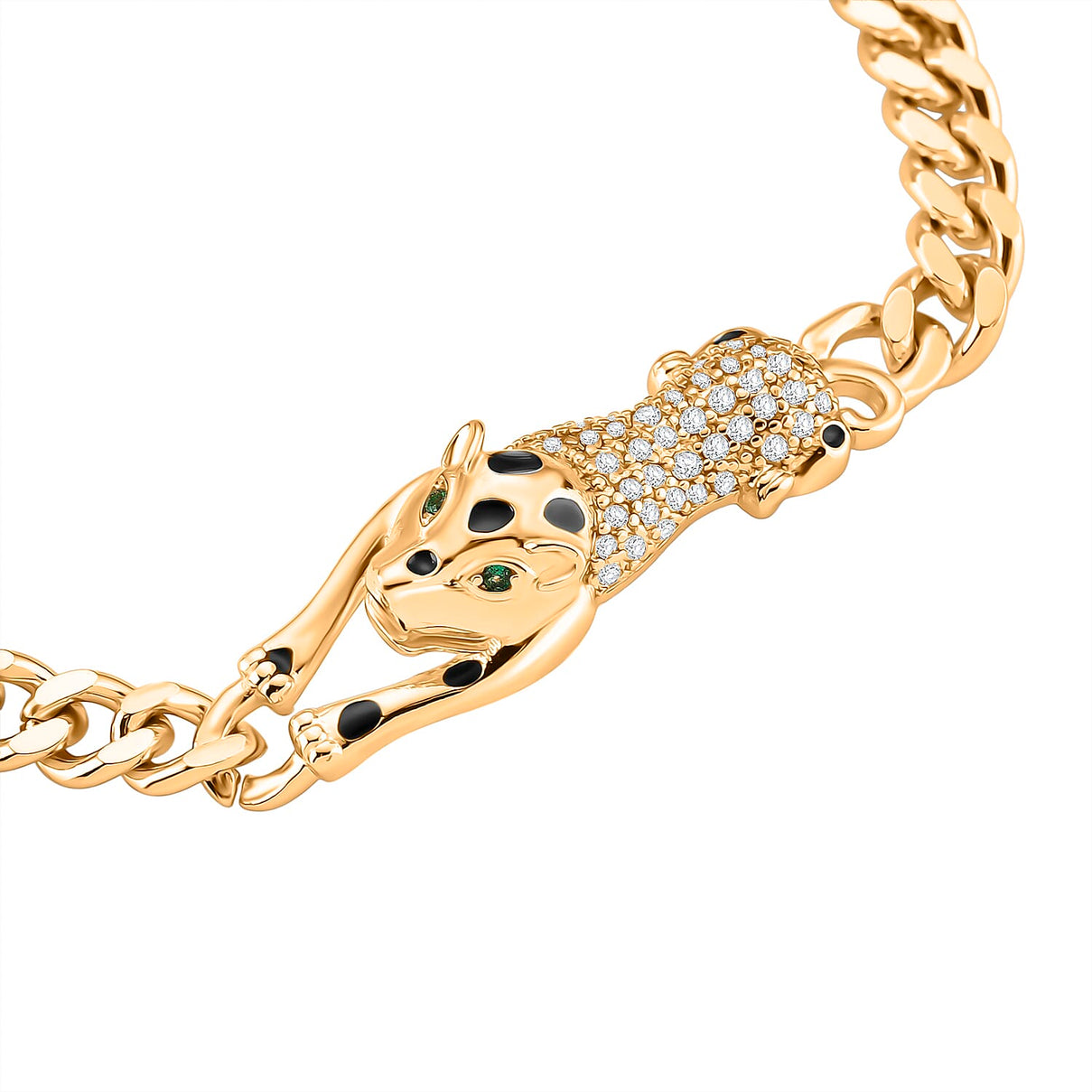White Cubic Zirconia &amp; Green crystal Bracelet (Size - 7 - 1.5 Ext) 8202817 4