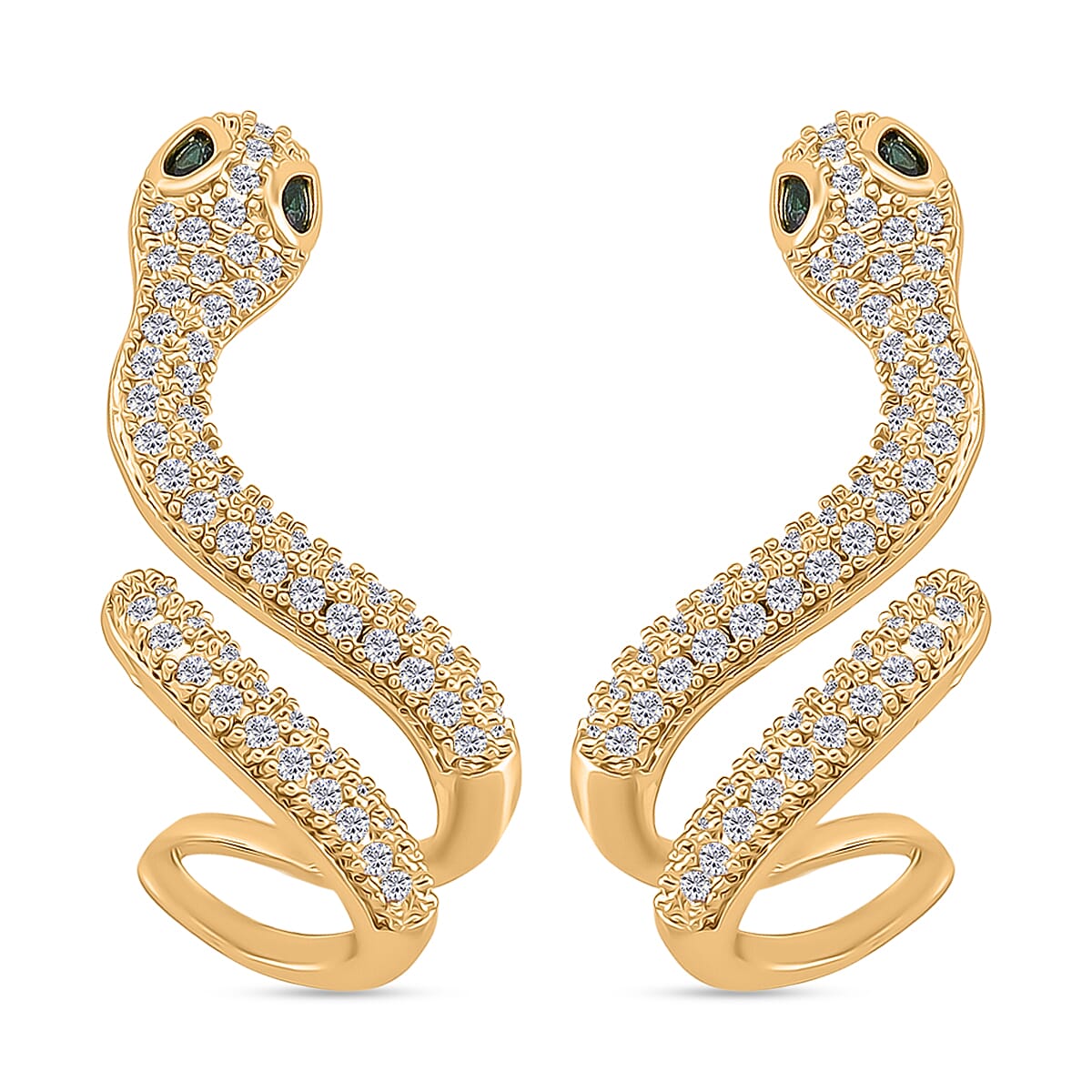 BIGGEST DESIGNER CLOSEOUT - Biacco Collection - White Cubic Zirconia &amp; Green Nanocrystal Earring with Push Back in Yellow Gold Plated V32644063 0