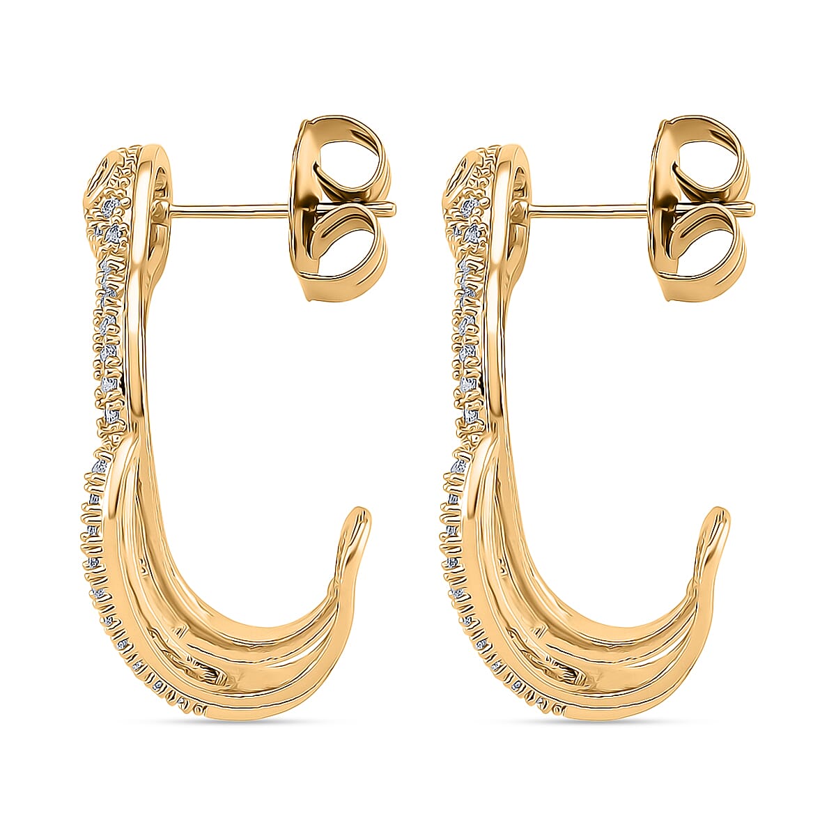 BIGGEST DESIGNER CLOSEOUT - Biacco Collection - White Cubic Zirconia &amp; Green Nanocrystal Earring with Push Back in Yellow Gold Plated V32644063 4