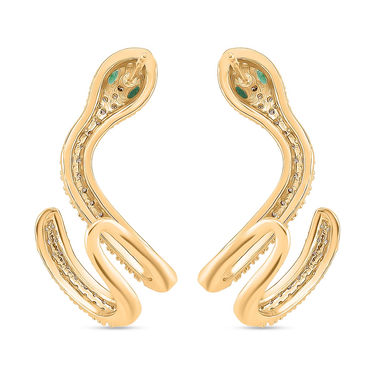 BIGGEST DESIGNER CLOSEOUT - Biacco Collection - White Cubic Zirconia &amp; Green Nanocrystal Earring with Push Back in Yellow Gold Plated V32644063 5