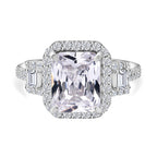 White Cubic Zirconia Ring in Rhodium Overlay Sterling Silver 7.14 Ct.
