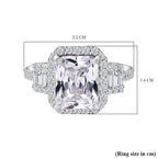 White Cubic Zirconia Ring in Rhodium Overlay Sterling Silver 7.14 Ct.