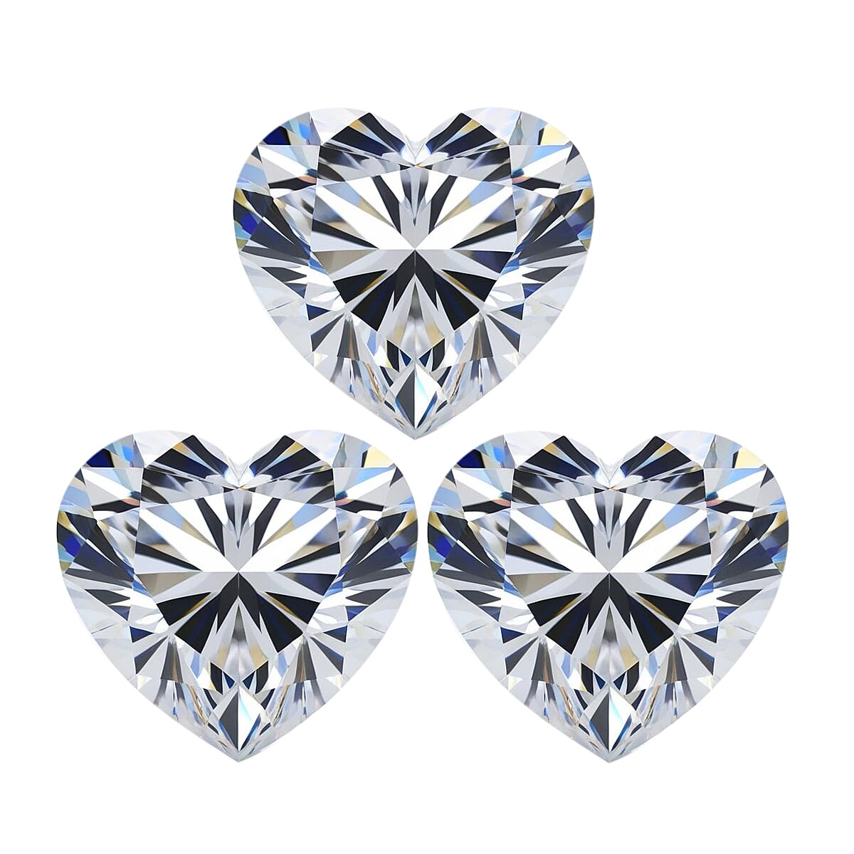 Set of 3 White Cubic Zirconia Loose Gemstones in Heart Shape 10.66 Ct. (8 mm) 8071346 0