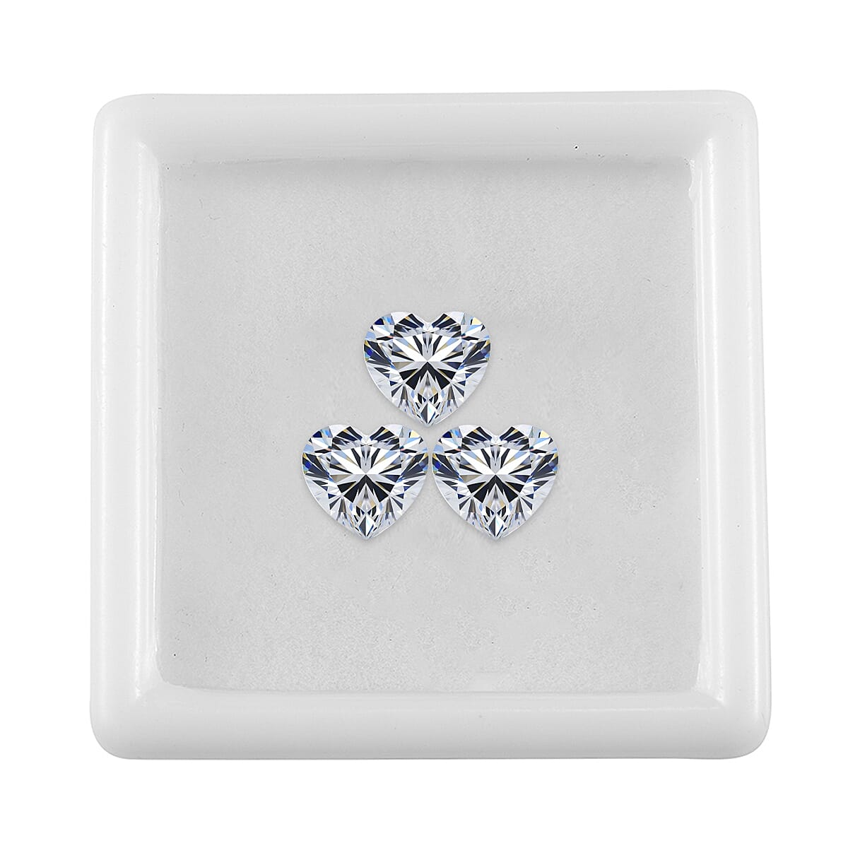 Set of 3 White Cubic Zirconia Loose Gemstones in Heart Shape 10.66 Ct. (8 mm) 8071346 3