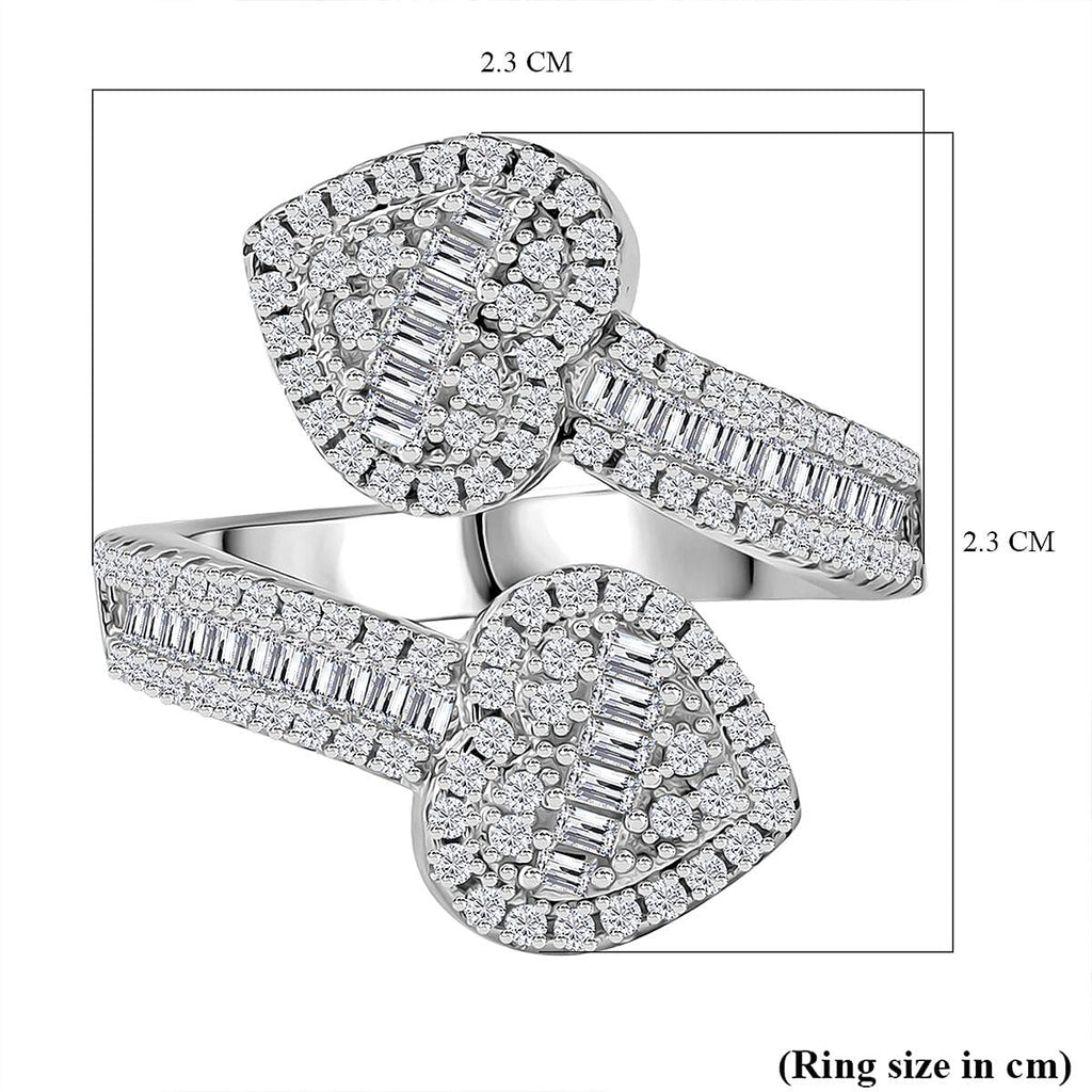Deaigner Inspired - White Cubic Zirconia Ring in Rhodium Overlay Sterling Silver 1.82 Ct.