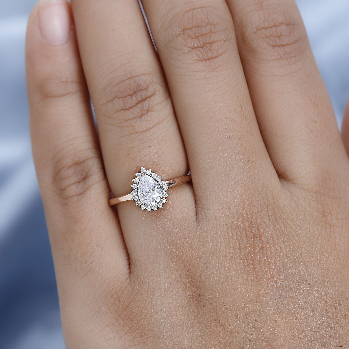 Cubic Zirconia Halo Ring in 18K Vermeil Rose Gold Plated Sterling Silver 7665170 2