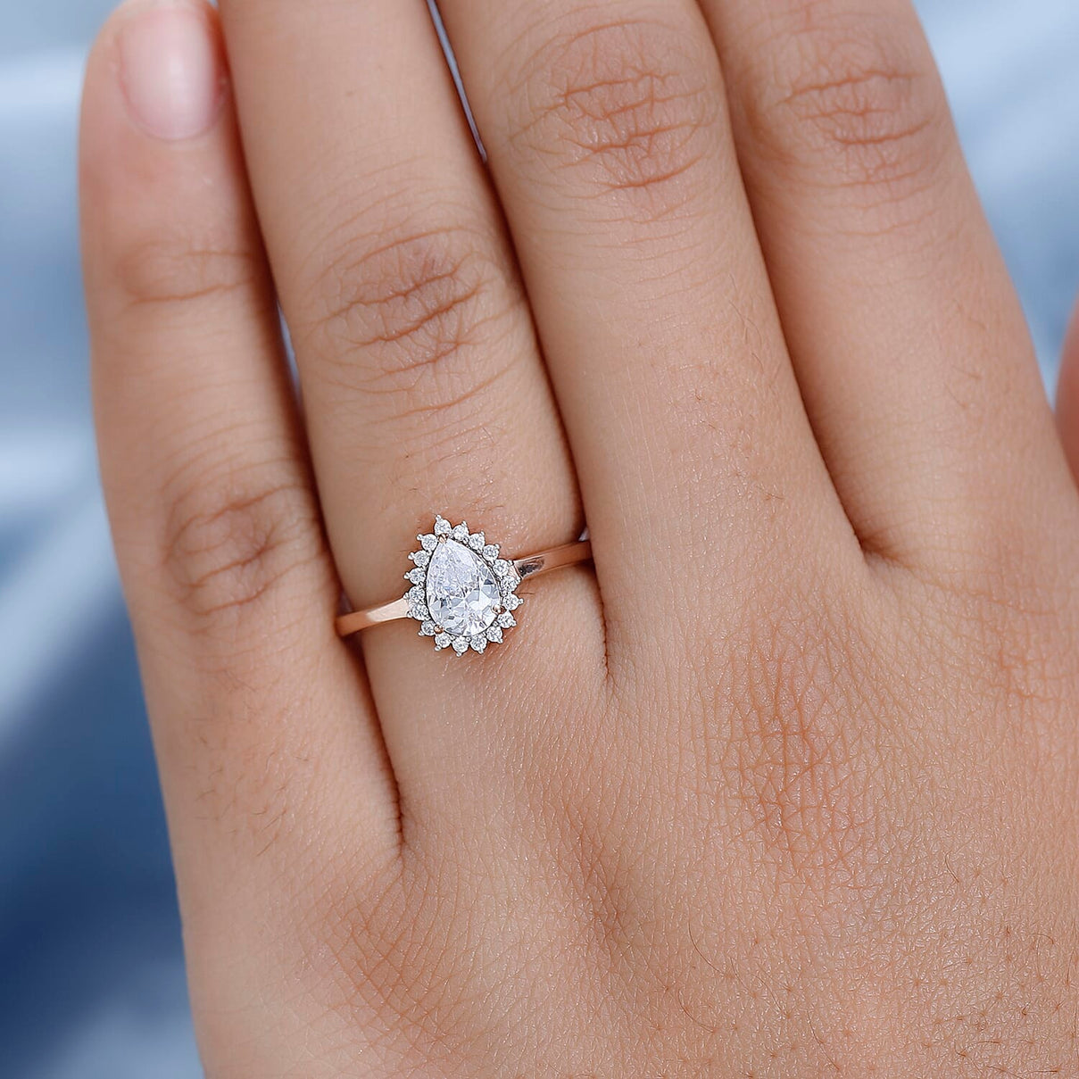 Cubic Zirconia Halo Ring in 18K Vermeil Rose Gold Plated Sterling Silver 7665175 2