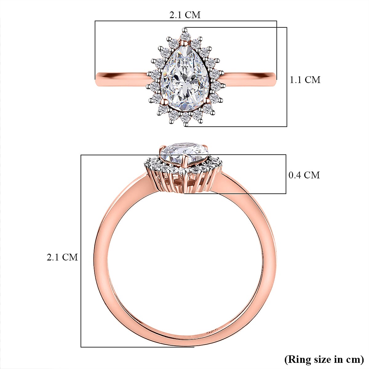 Cubic Zirconia Halo Ring in 18K Vermeil Rose Gold Plated Sterling Silver 7665175 5