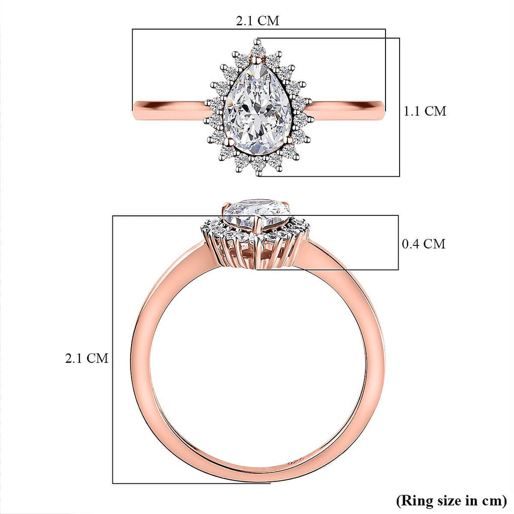 Cubic Zirconia Ring in 18K Vermeil RG Plated Sterling Silver