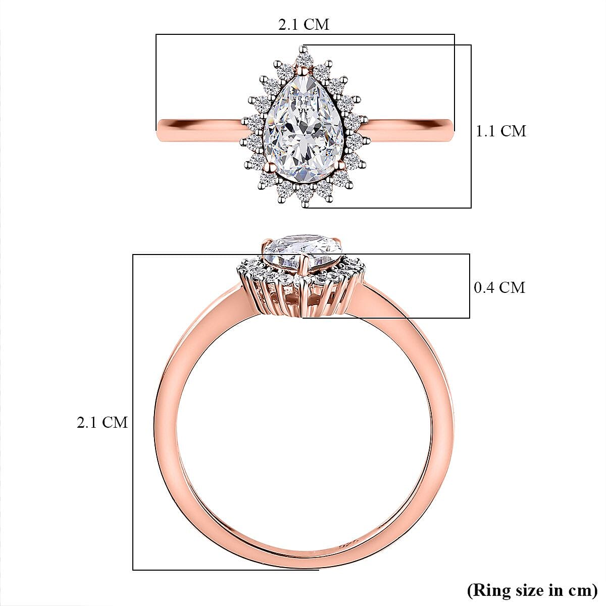Cubic Zirconia Ring in 18K Vermeil RG Plated Sterling Silver 7665177 6