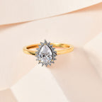 White Cubic Zirconia Ring in 18K Vermeil Yellow Gold Plated Sterling Silver 1.32 Ct.