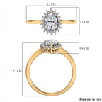 White Cubic Zirconia Ring in 18K Vermeil Yellow Gold Plated Sterling Silver 1.32 Ct.