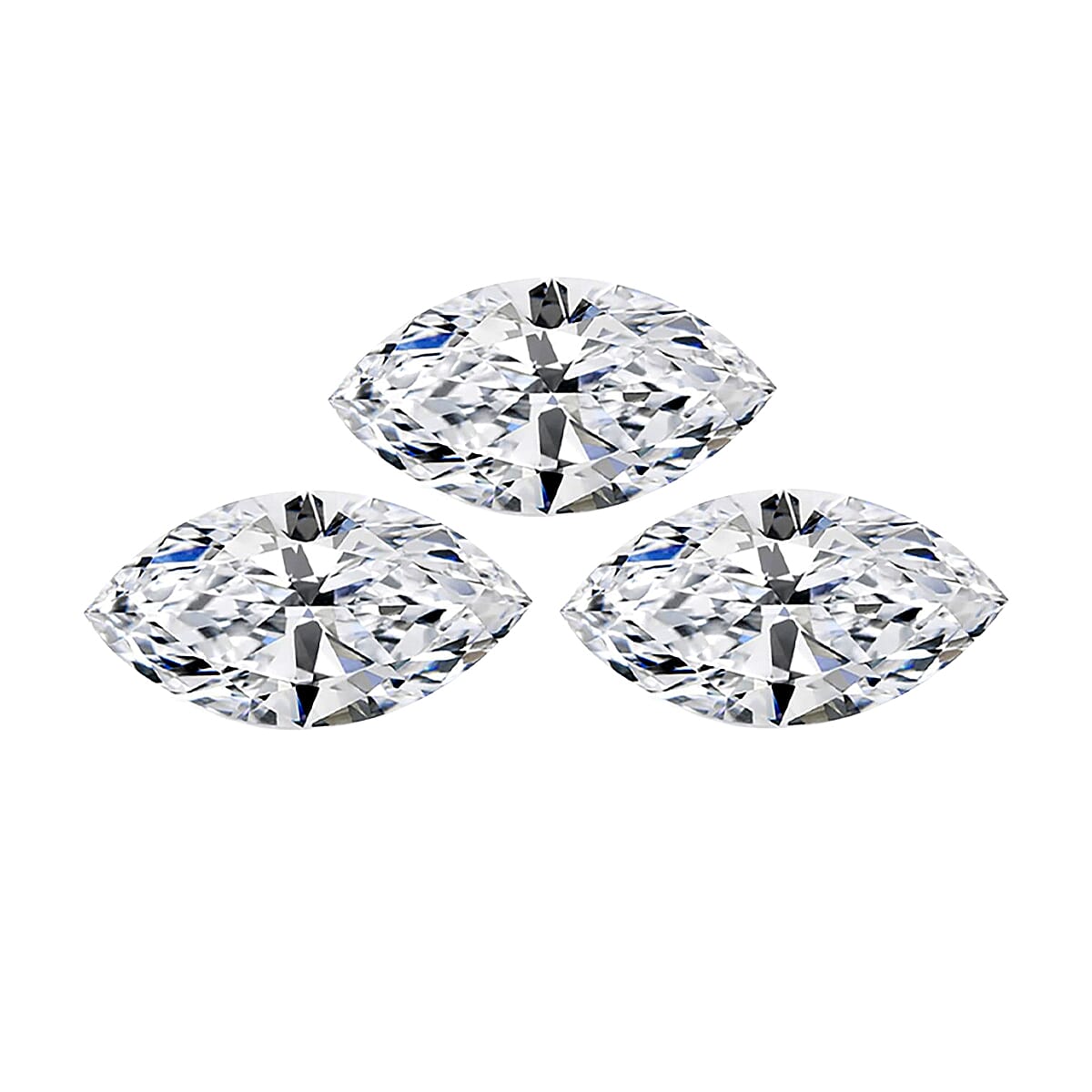 Set of 3 White Cubic Zirconia Loose Gemstones in Marquee Shape 0.62 Ct. (5x2.5 mm) 8071347 0