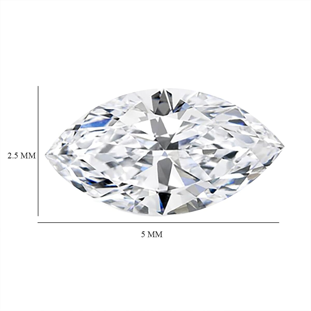Set of 3 White Cubic Zirconia Loose Gemstones in Marquee Shape 0.62 Ct. (5x2.5 mm) 8071347 5