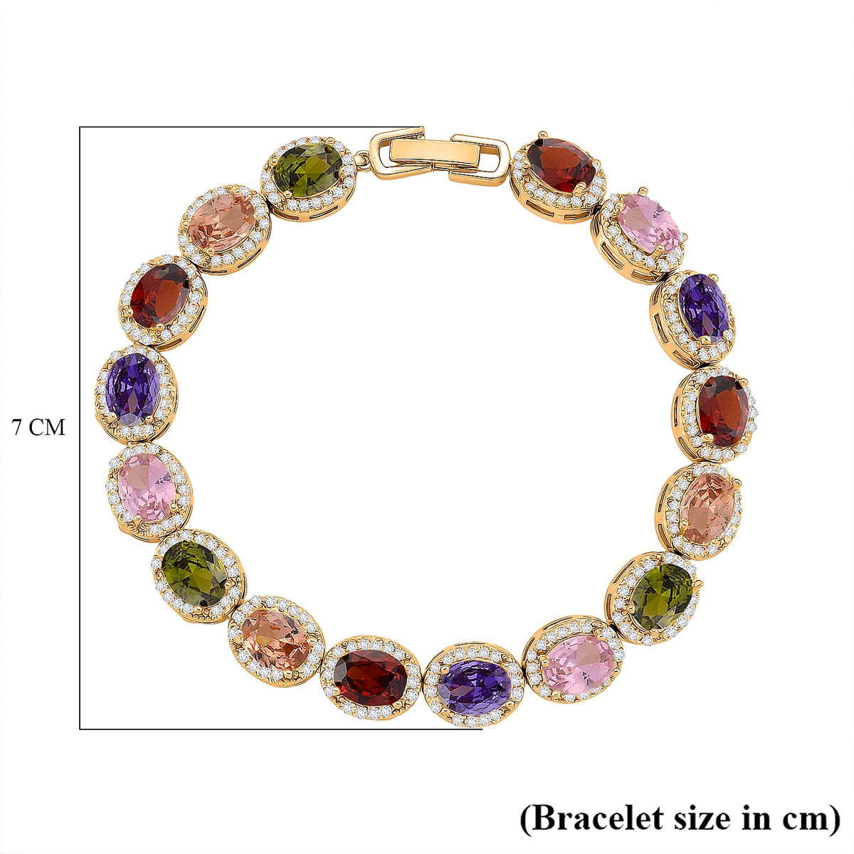 White Cubic Zirconia &amp; Multi Color Cubic Zirconia Bracelet (Size 7.5) in Yellow Gold Plated 9.50 Ct. 8282257 5