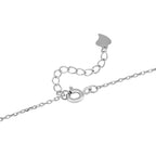Lustro Stella -Cubic Zirconia Solitaire Necklace (Size - 18) in Rhodium Overlay Sterling Silver
