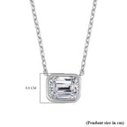 Lustro Stella -Cubic Zirconia Solitaire Necklace (Size - 18) in Rhodium Overlay Sterling Silver