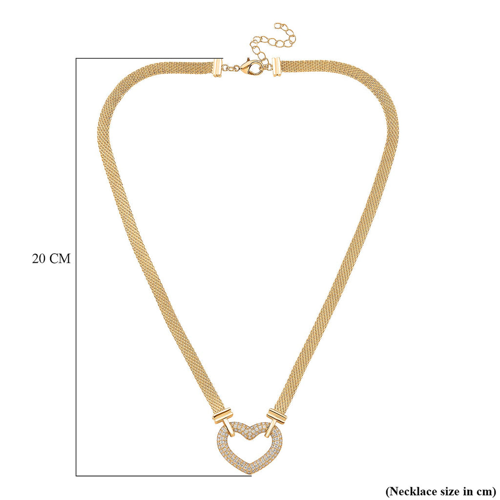 Designer Inspired- White Cubic Zirconia Necklace (Size - 20 - 2 Ext)