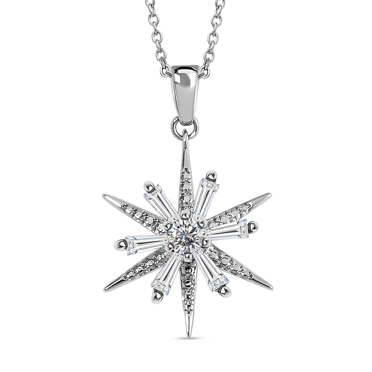 Lustro Stella - White Cubic Zirconia Firework Necklace (Size - 20) 7713358 0
