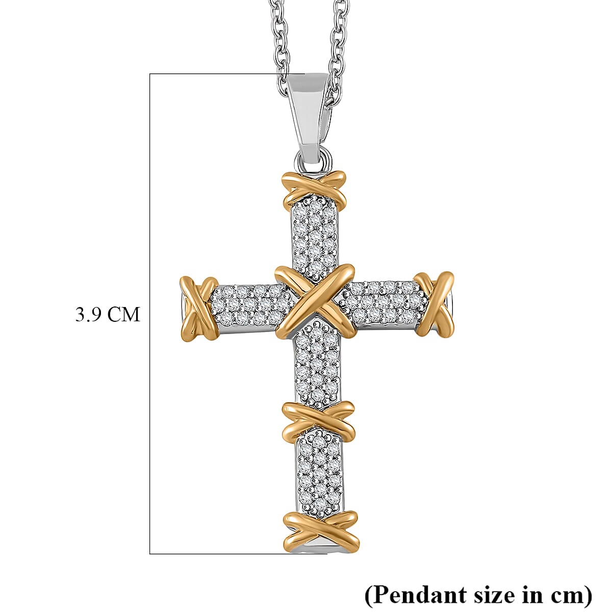 Designer Inspiration Cubic Zirconia Cross Necklace (Size - 20-2 Ext) 7952098 7
