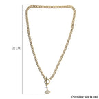 Cubic Zirconia Triangle Necklace (Size - 20) with T-Bar Clasp in Yellow Gold Tone