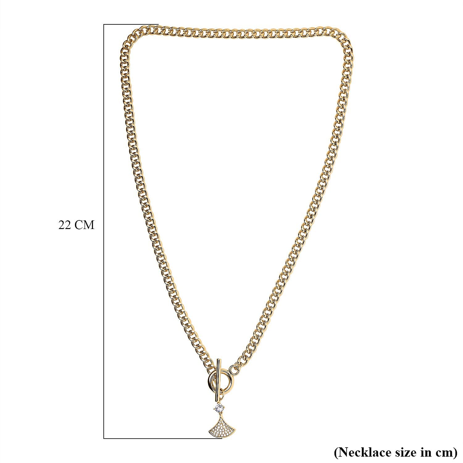 Cubic Zirconia Triangle Necklace (Size - 20) with T-Bar Clasp in Yellow Gold Tone 7606825 4