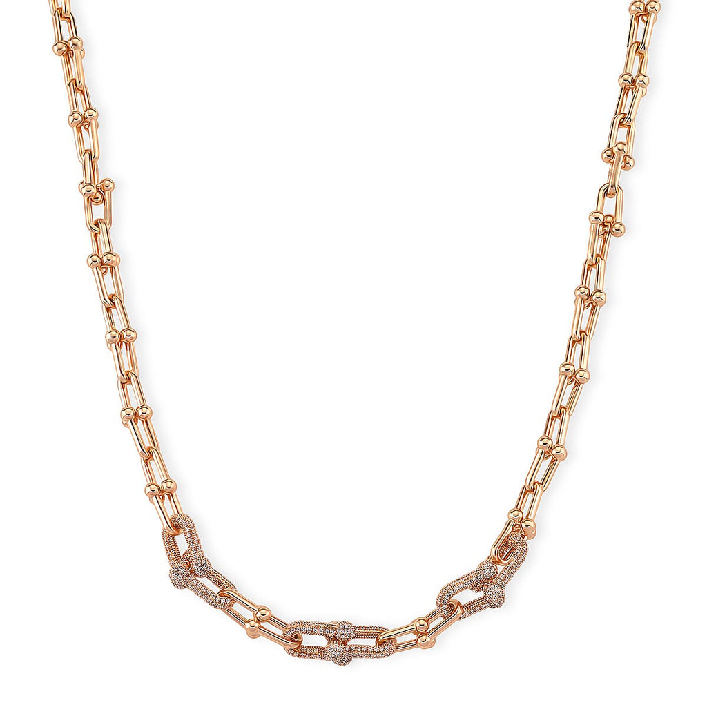 Designer Inspired  - White Cubic Zirconia Industrial Necklace (Size - 20)