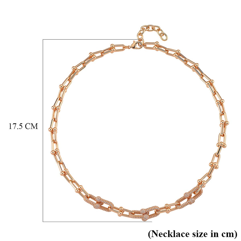 Designer Inspired  - White Cubic Zirconia Industrial Necklace (Size - 20)