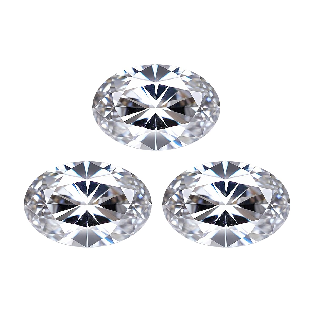 Set of 3 White Cubic Zirconia Loose Gemstones in Oval Shape  2.12 Ct. (6x4mm) 8071349 0