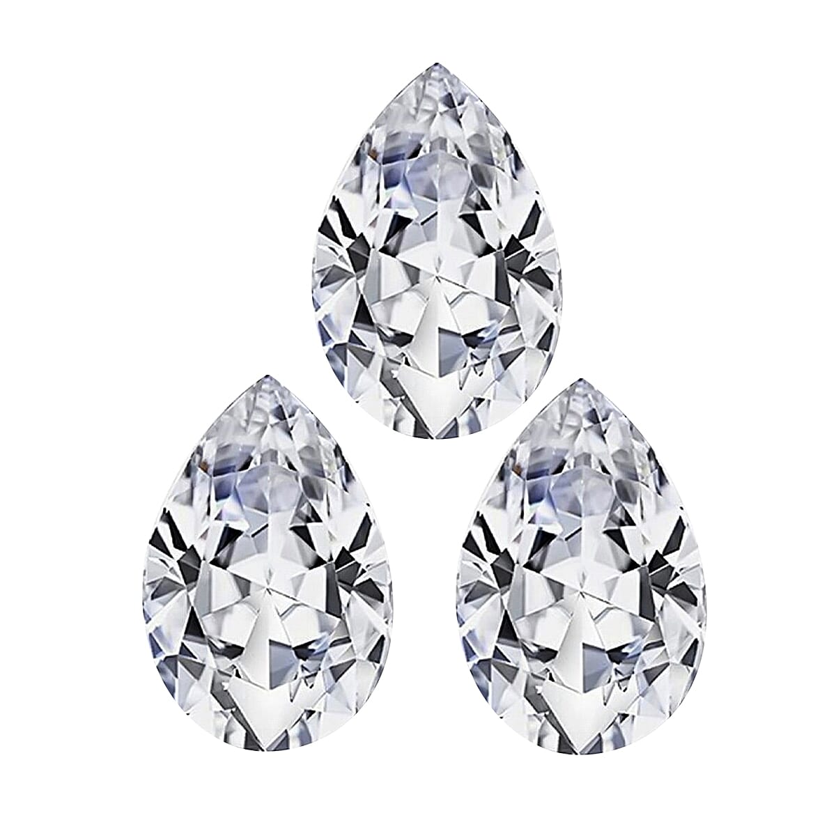 Set of 3 White Cubic Zirconia Loose Gemstones in Pear Shape 1.49 Ct. (6x4 mm) 8071351 0