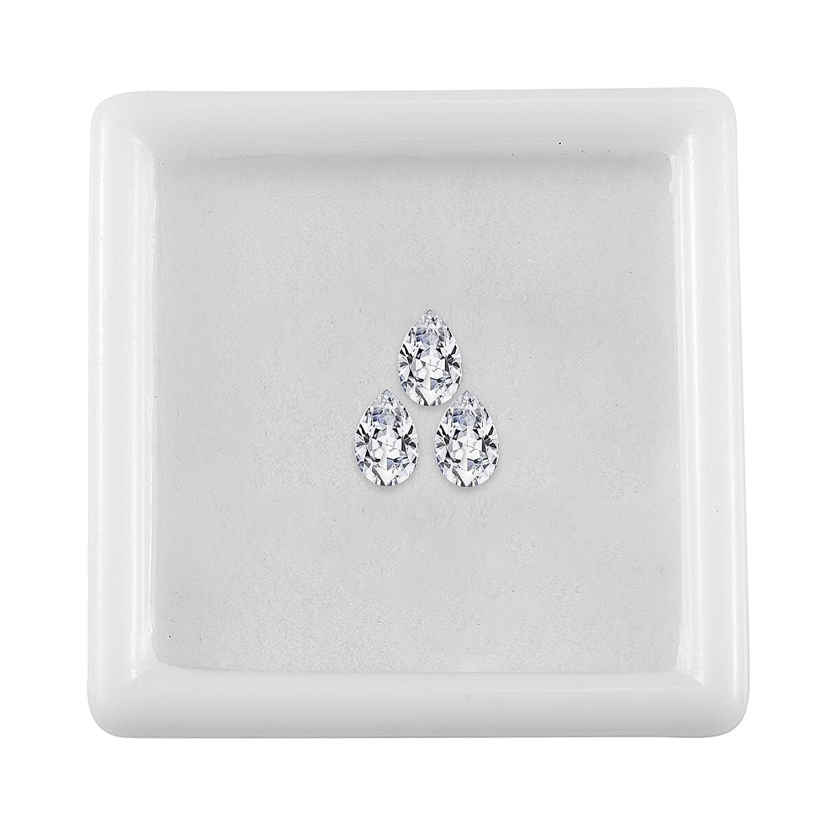 Set of 3 White Cubic Zirconia Loose Gemstones in Pear Shape 1.49 Ct. (6x4 mm) 8071351 3