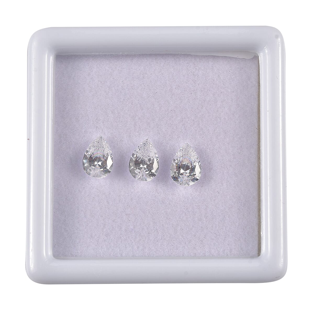 Set of 3 White Cubic Zirconia Loose Gemstones in Pear Shape 3.25 Ct. (7x5 mm) 8074677 0